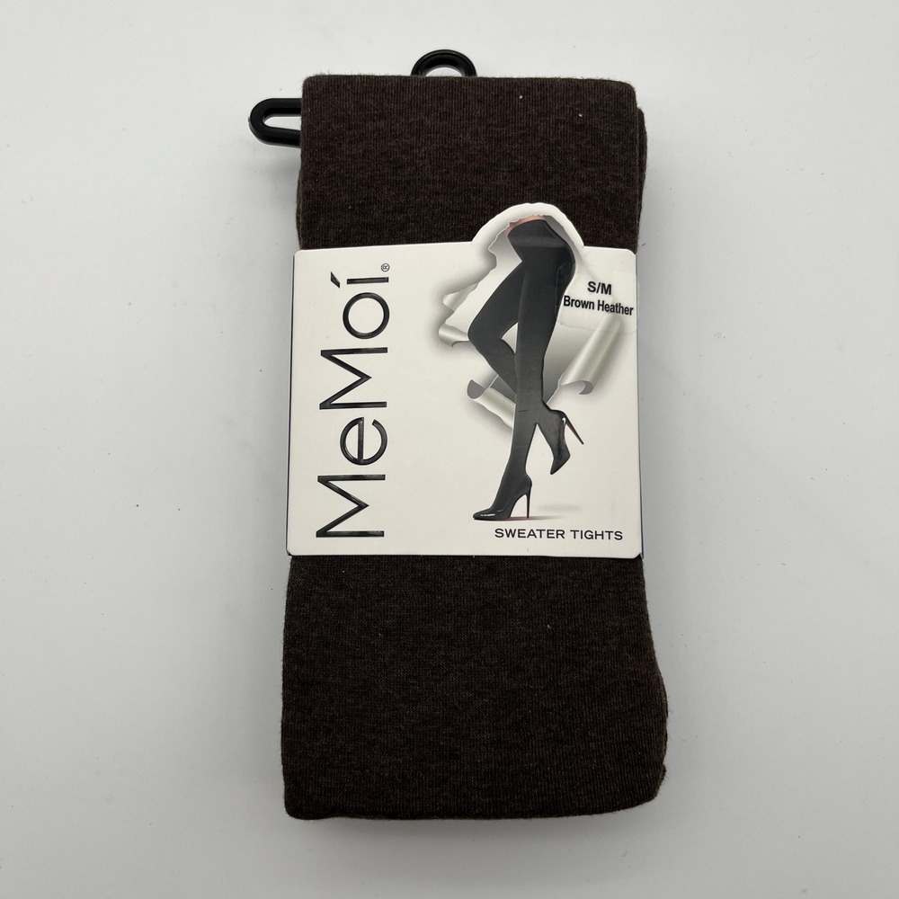 MeMoi Sweater Tights Womens S/M Brown Heather MO-325‎ Flat Knit Cotton Blend New